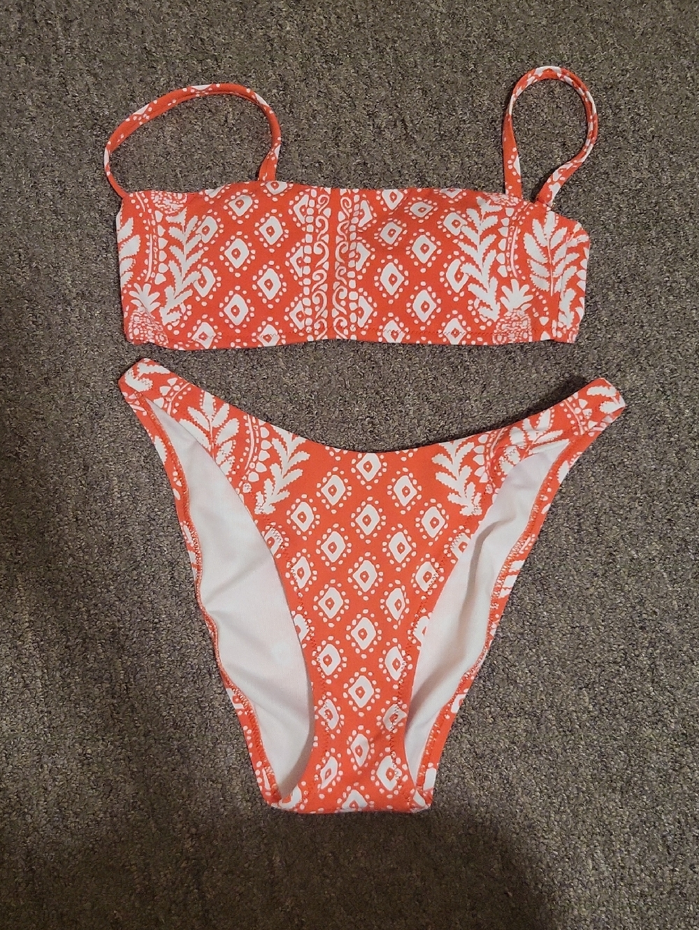 Orange Patterned Two-Piece Bikini Set